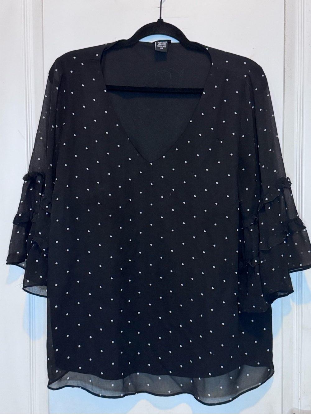 torrid Black Polka Dot V-Neck Chiffon Blouse
